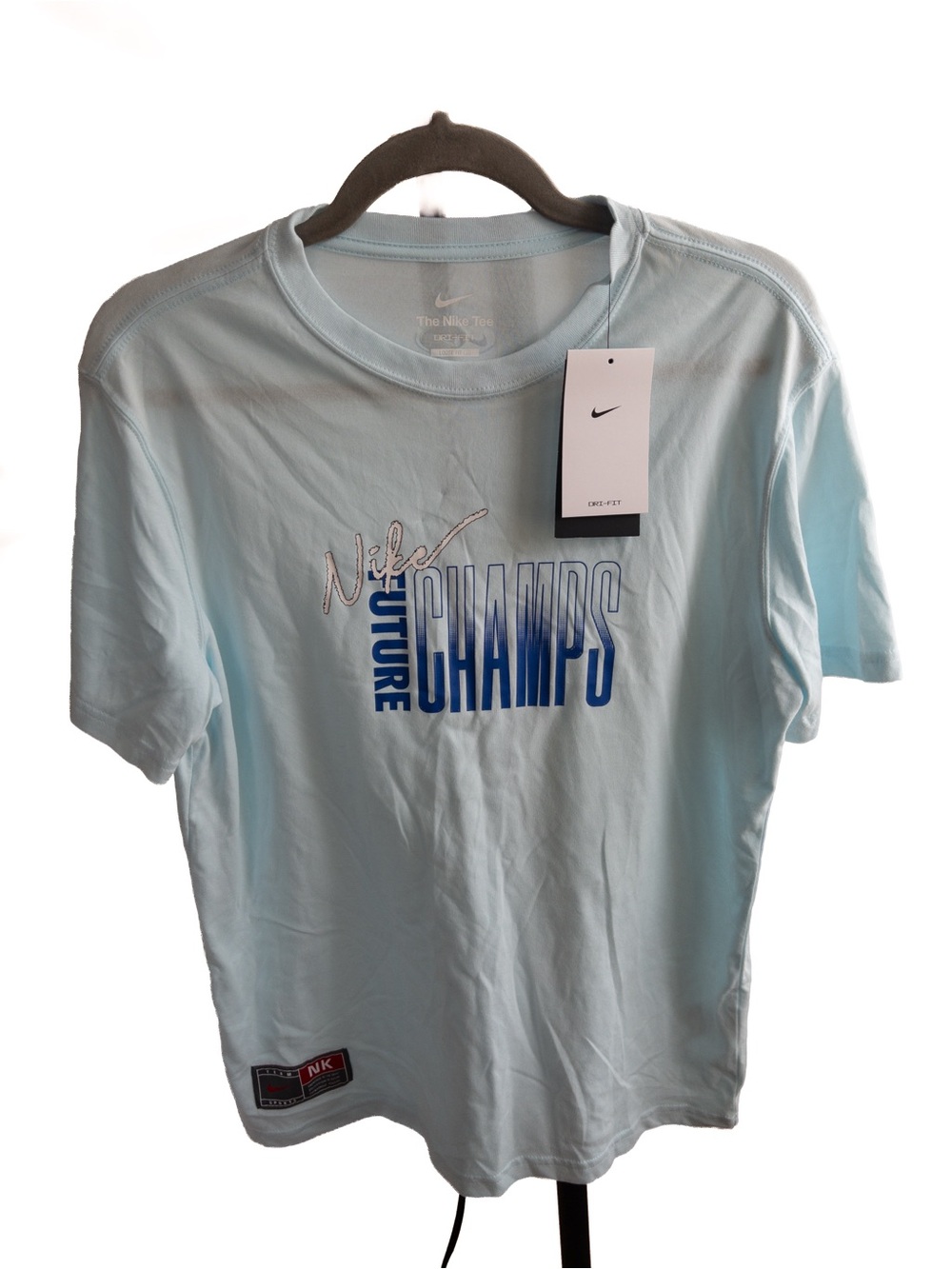 Nike Future Champs Dri-FIT Kids XL Blue Graphic Loose Fit Tee NWT